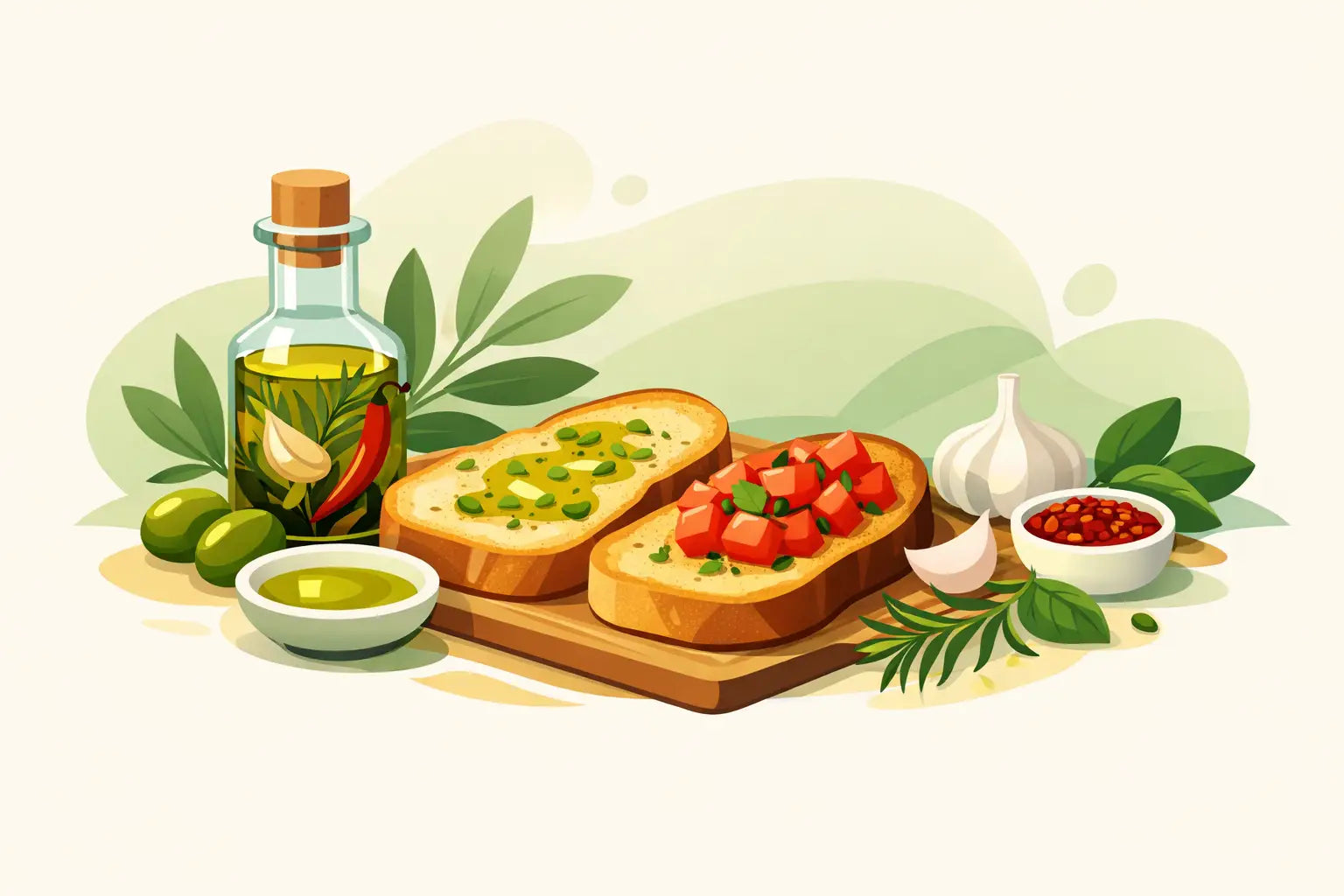 Aceite de oliva saborizado para tostadas