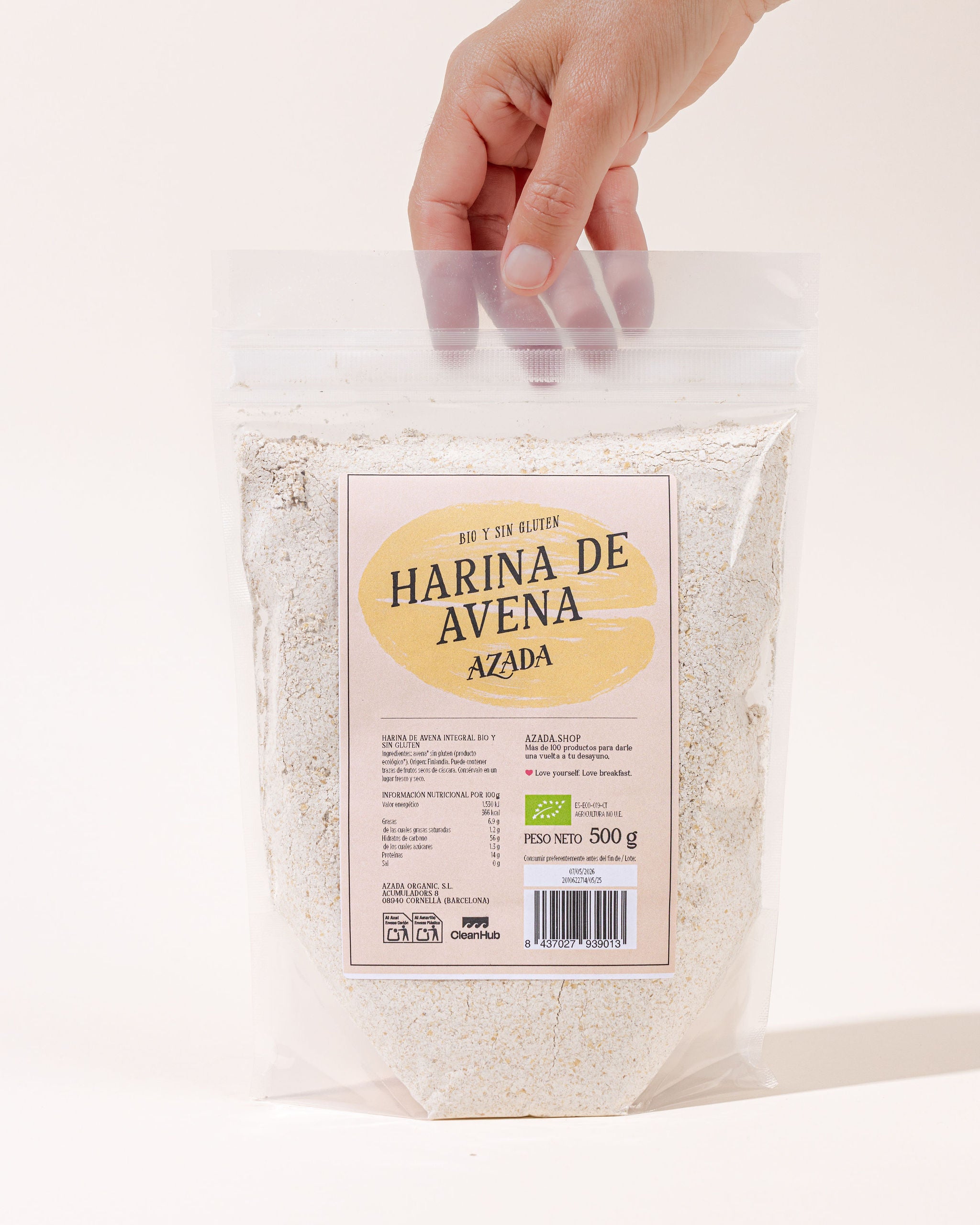 Harina de avena integral bio sin gluten