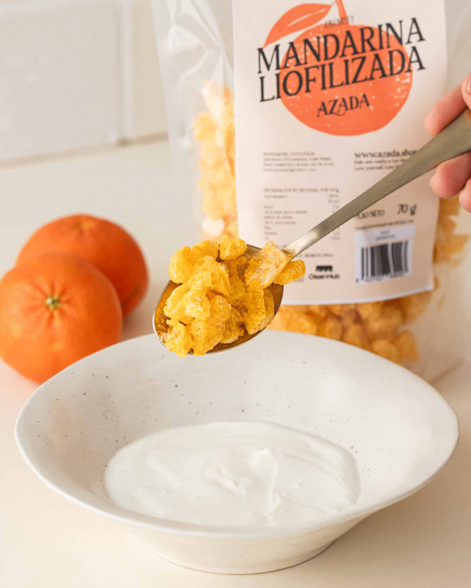 Mandarina liofilizada