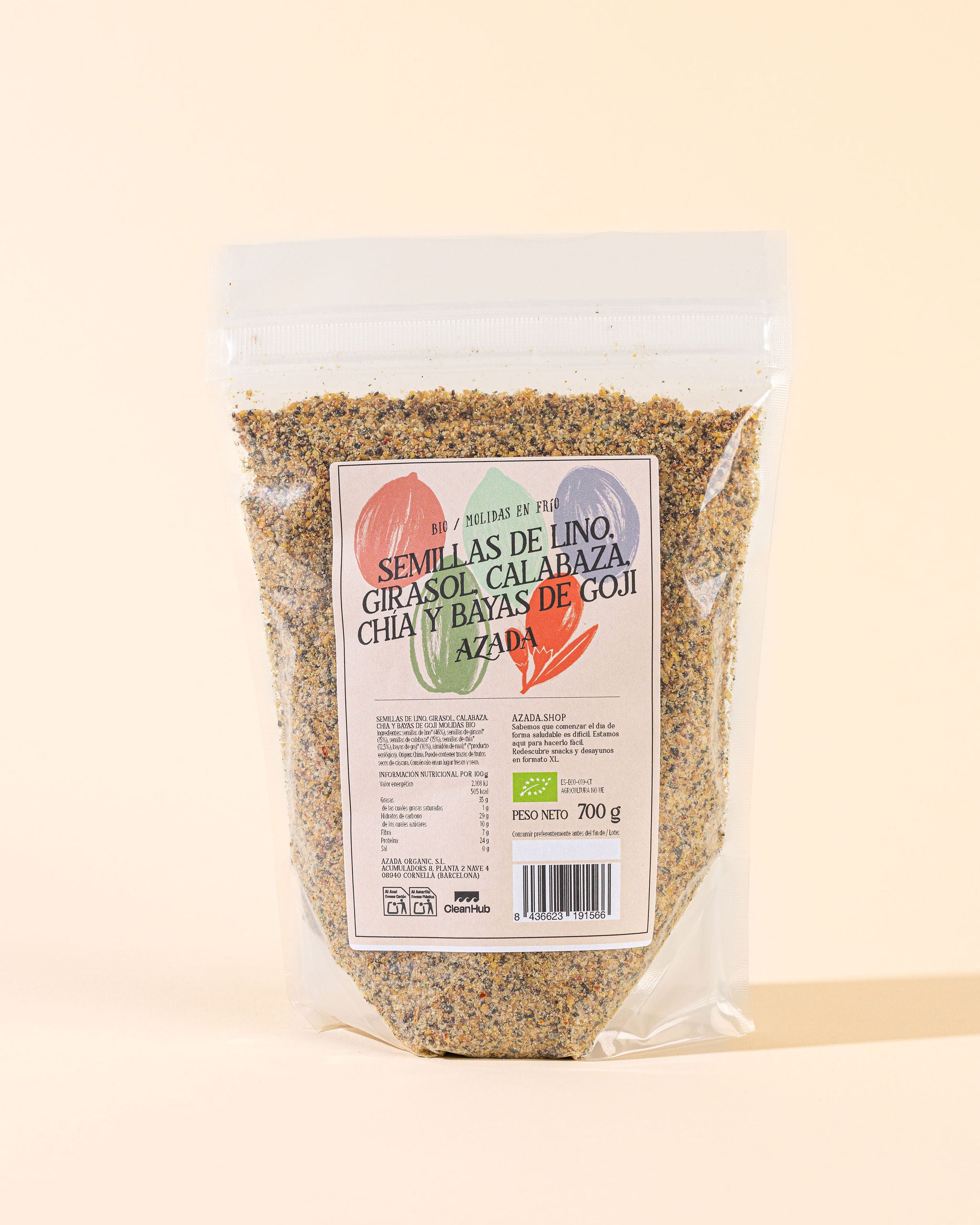 Lino, girasol, calabaza, chia y bayas de goji