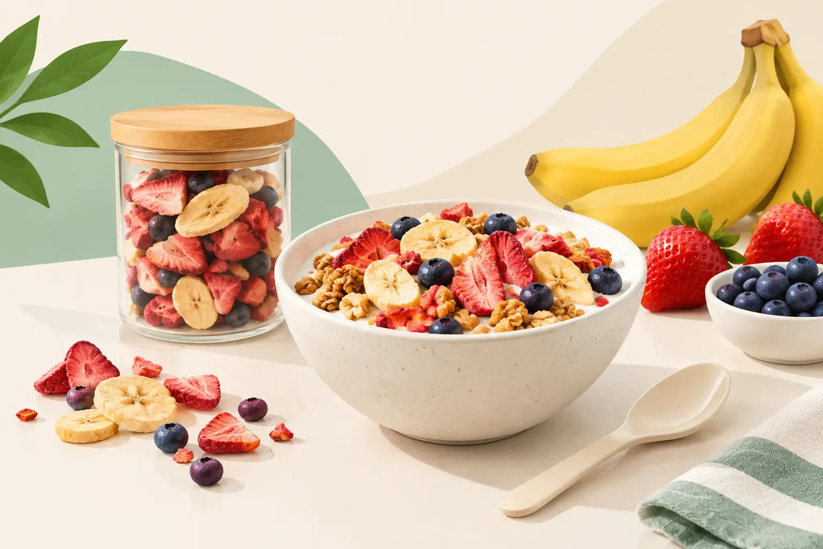Fruta liofilizada para desayunos con más sabor