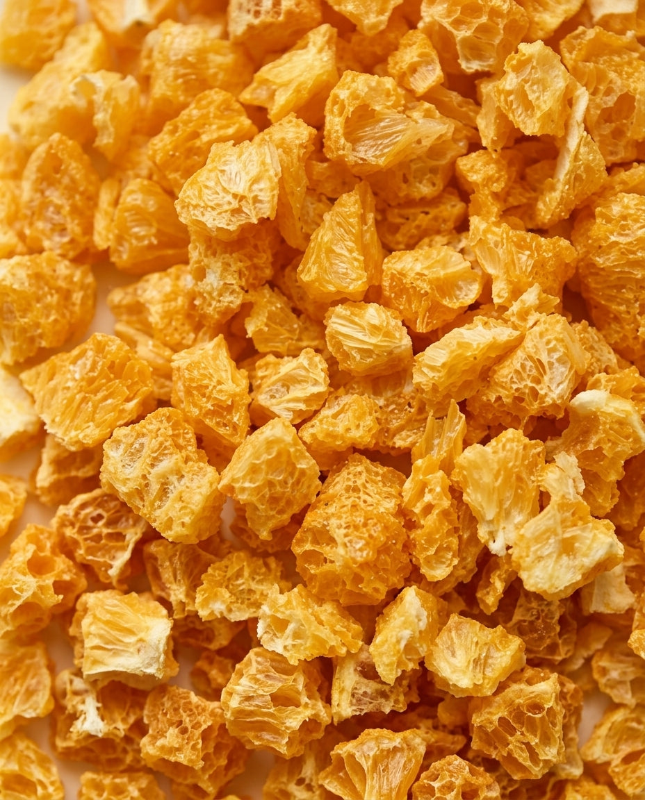Trocitos de naranja liofilizada